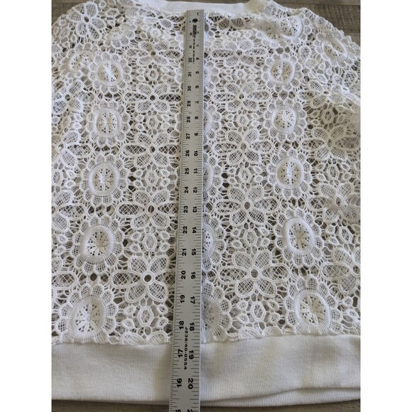 100% Cotton Boho Beachy Floral Eyelet White See Through Pullover Sz M - Picture 8 of 8
